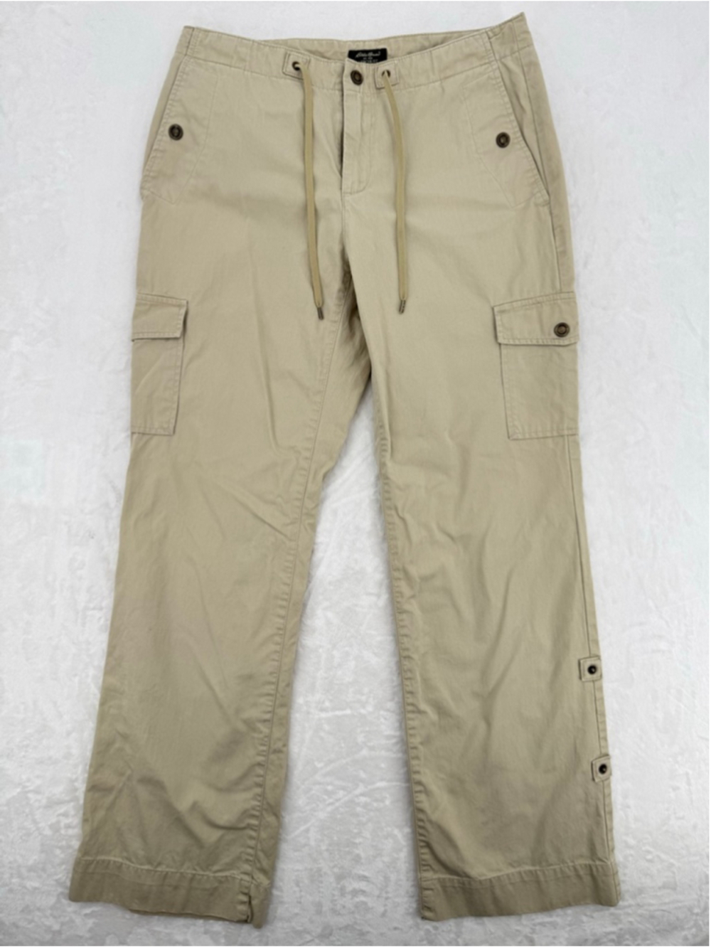 Eddie Bauer Mercer Fit Tan Khaki Cargo Pants Cotton Comfy Relaxed Women's Size 6